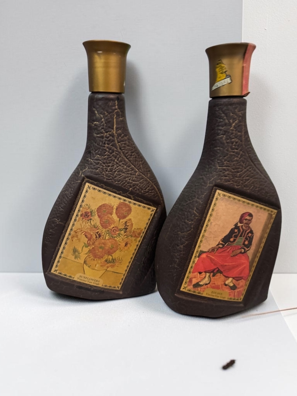 Vintage Modern Masters Van Gogh Bottle Vase Pair Sunflowers Zouave MCM Decor